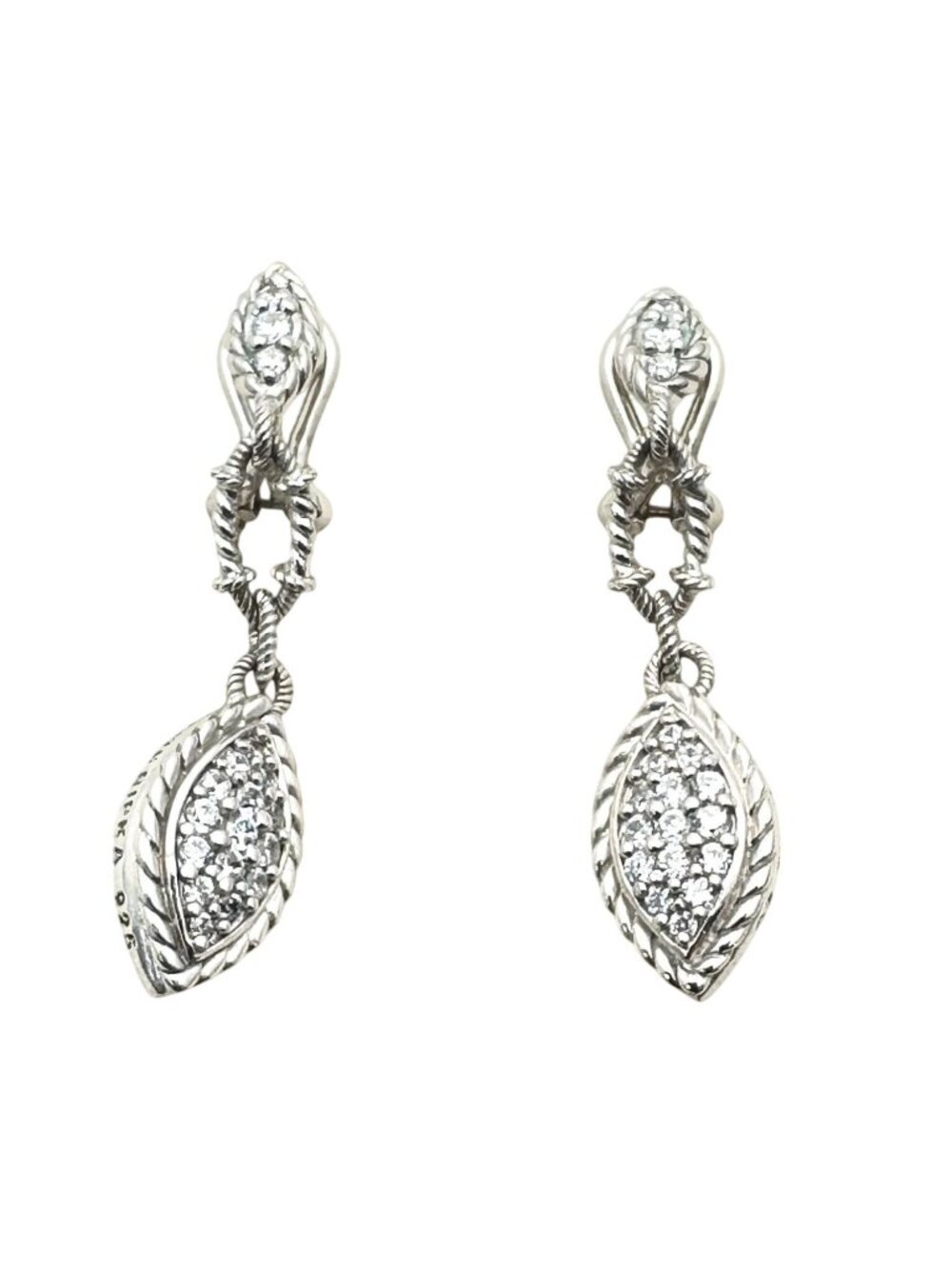 Designer Judith Ripka Sterling Silver Chandelier Pierced Earrings
